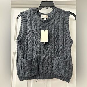 Industry Charcoal Cable Knit Sweater Vest